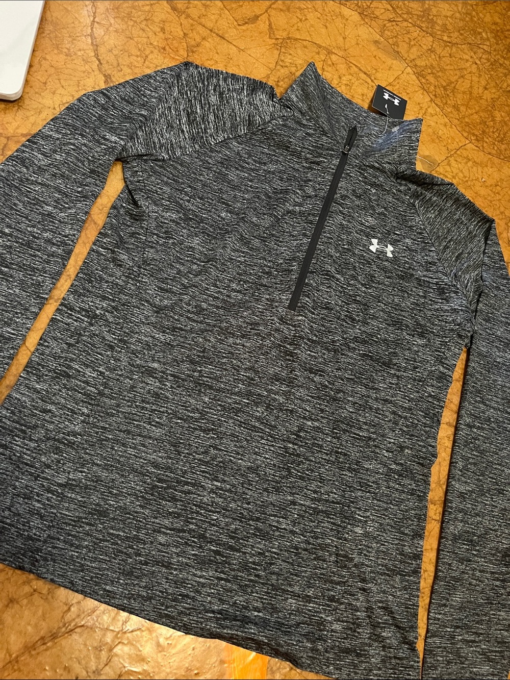 NWT Under Armour Black Heathered Tech 1/2 Zip Twist Pullover Sz Lg
